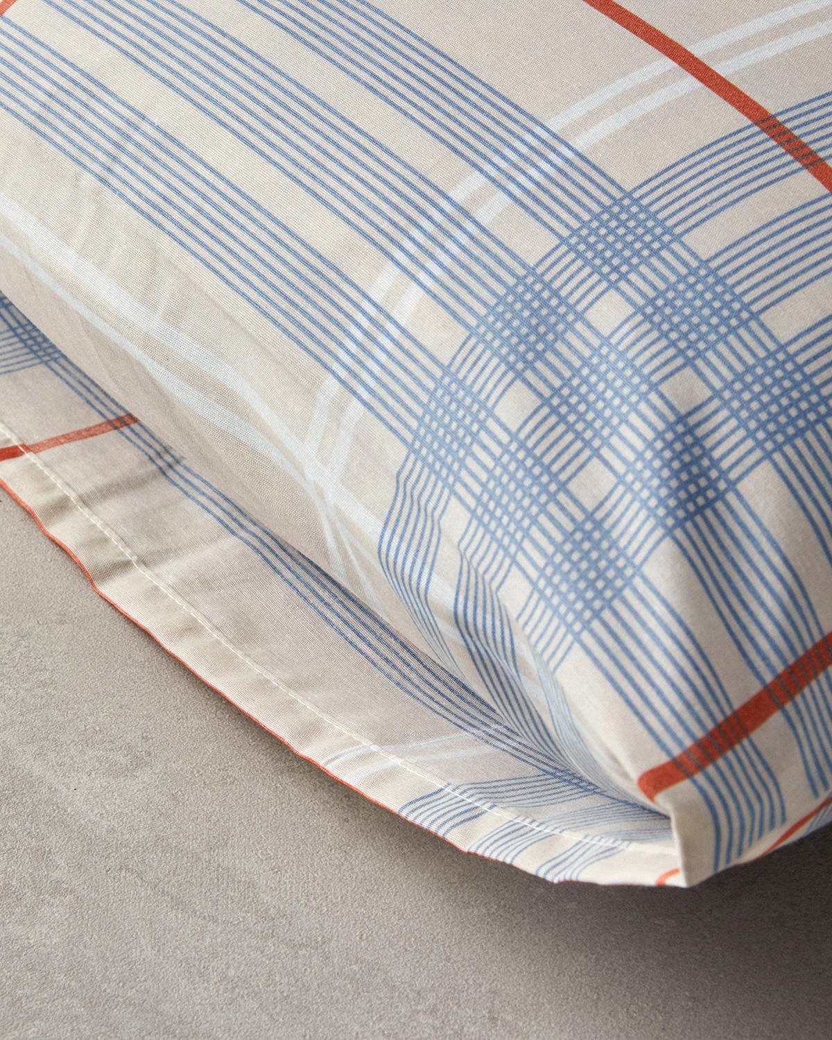 Natural Plaid 2'Li Yastık Kılıfı Bej