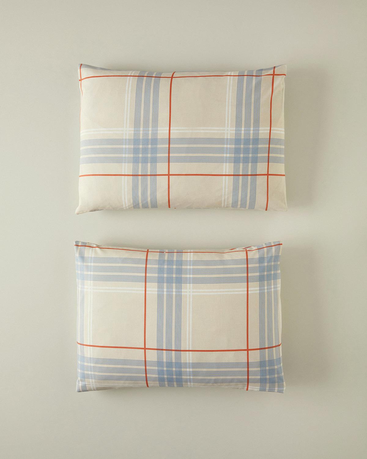Natural Plaid 2'Li Yastık Kılıfı Bej