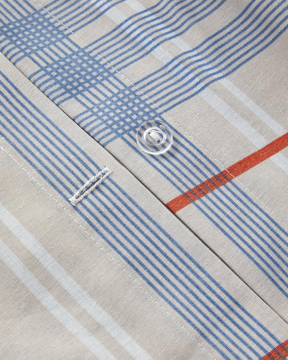 Natural Plaid Çift Kişilik Nevresim Seti Bej