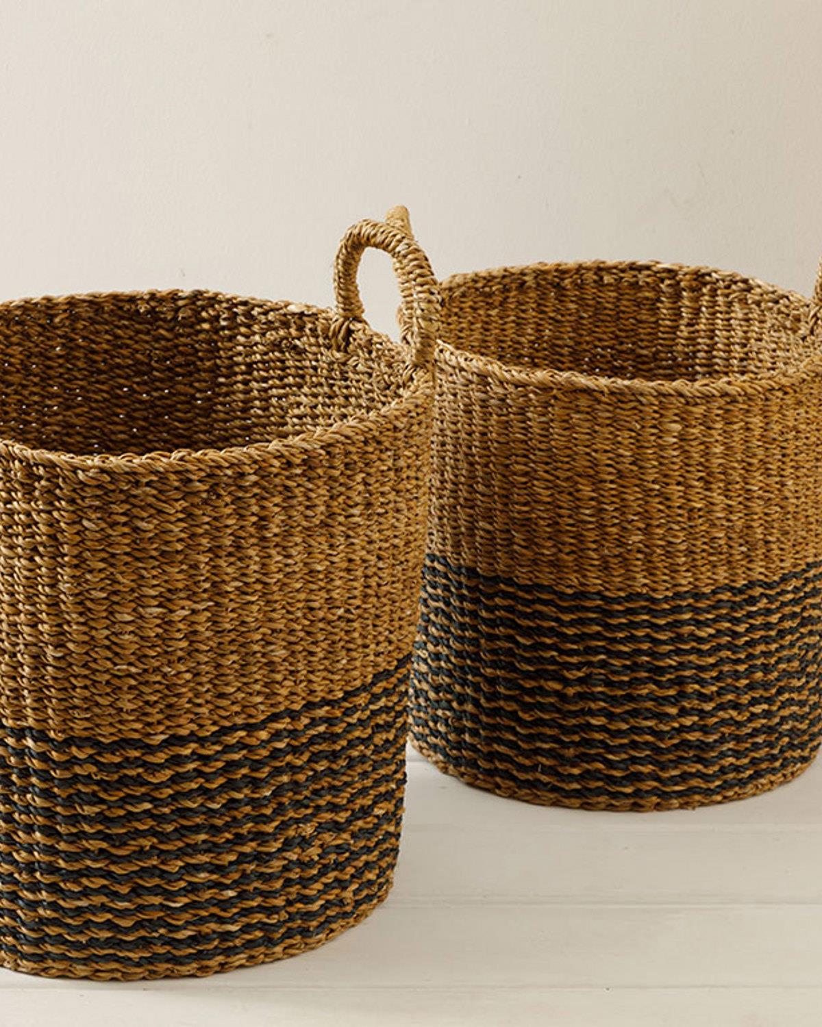 Natural Shape Hasır Sepet 35x35 cm Kahve Siyah
