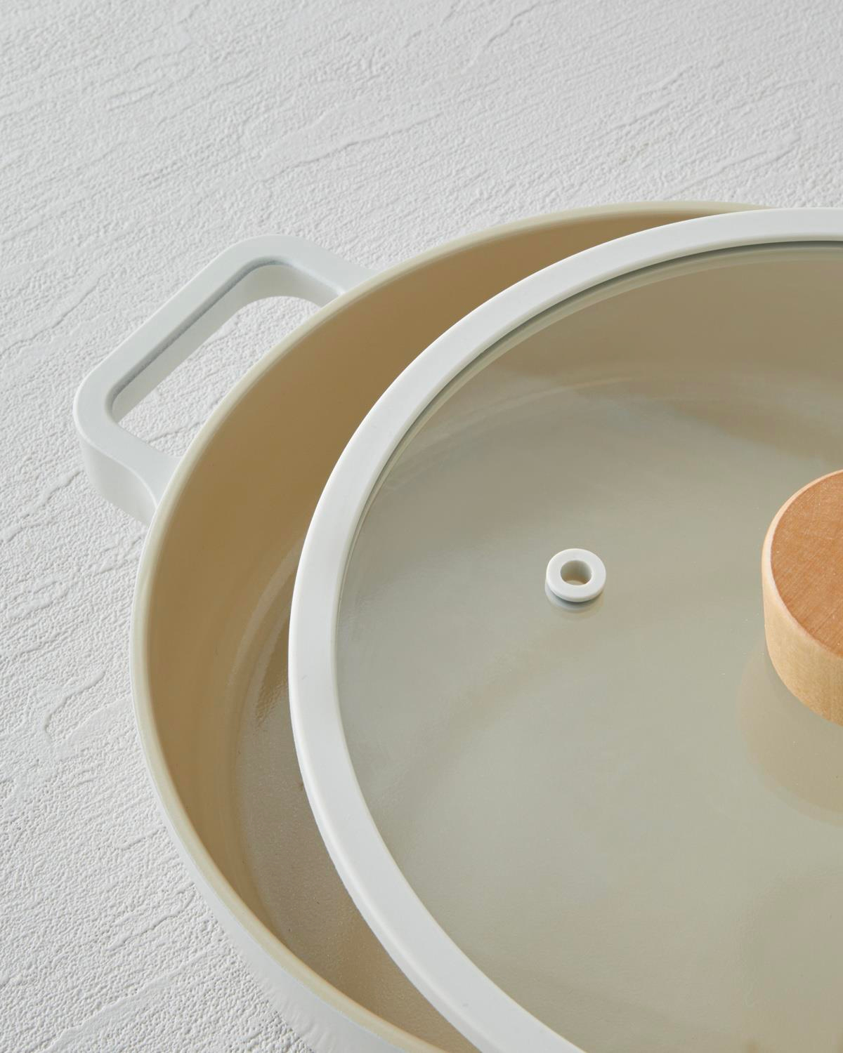 Neoflam Fika Alüminyum Döküm Cam Kapaklı Sahan 20 cm Bej