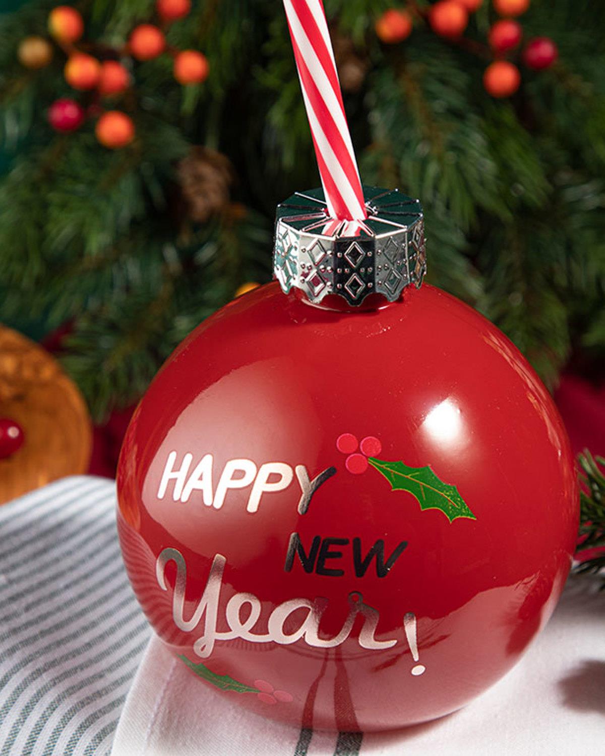 New Year Joy Cam Pipetli Bardak Kırmızı
