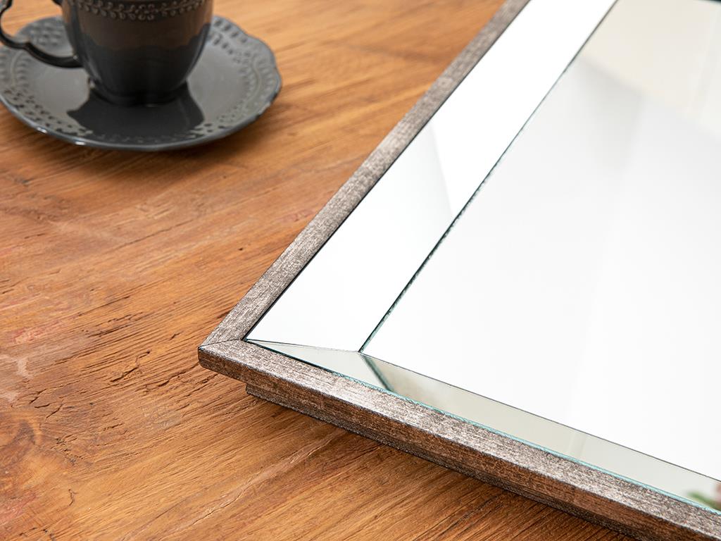 Nova Aynalı Dekoratif Tepsi 36x51 cm Silver