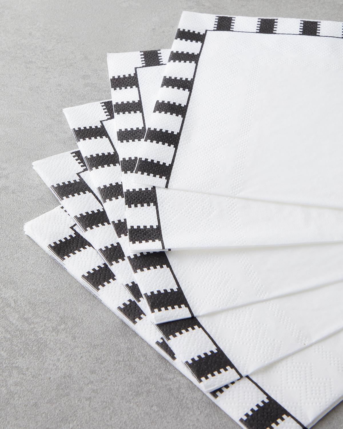 Nuvia Kağıt 20'li Kağıt Peçete 33x33 cm Siyah - Beyaz