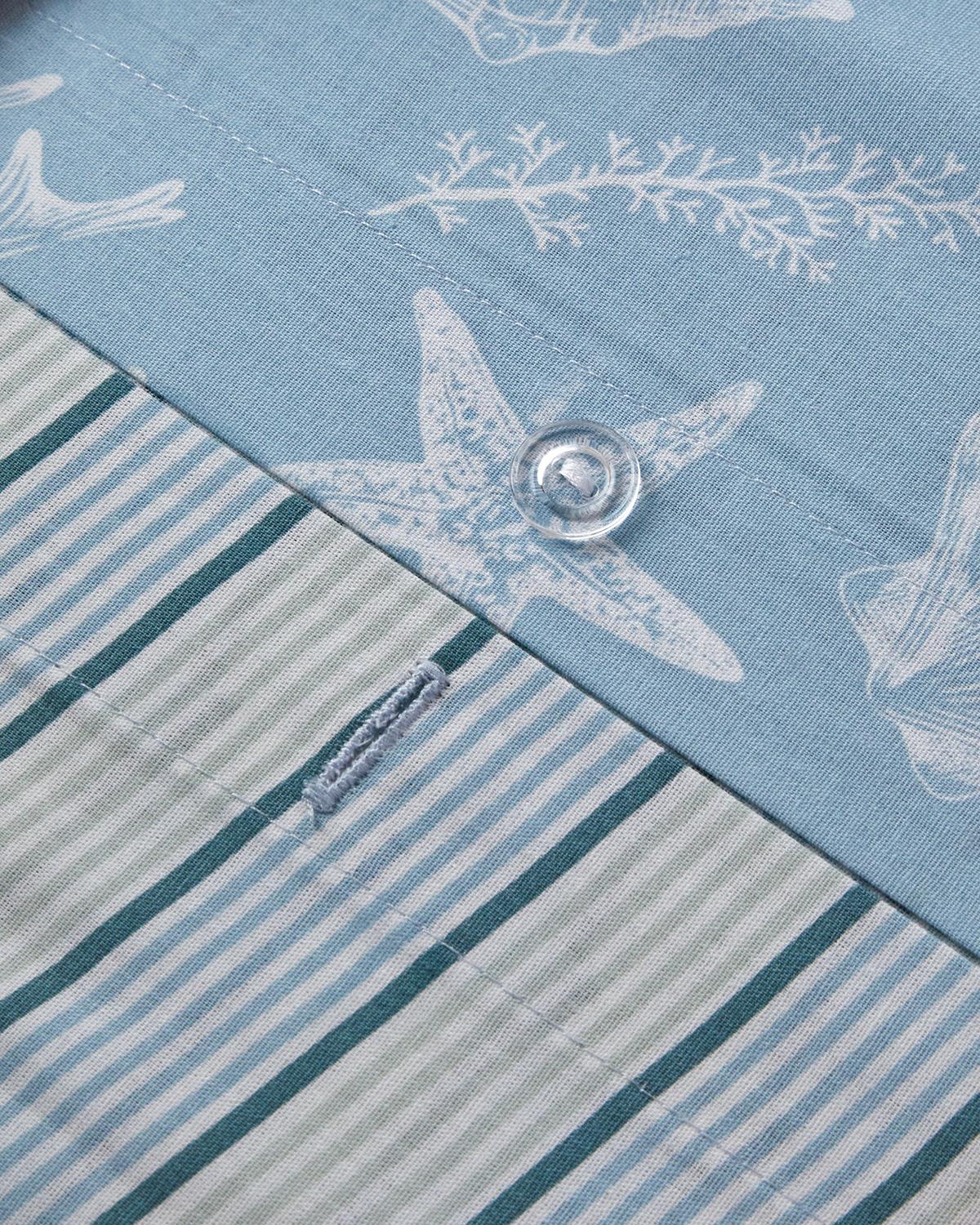 Ocean Flora Pamuklu Çift Kişilik Nevresim Seti 200x220 cm Mavi