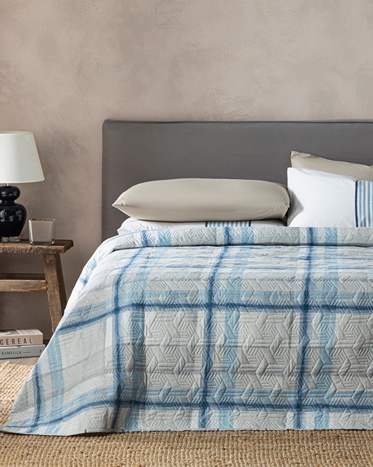Ocean Plaid Tek Kişilik Çok Amaçlı Örtü Mavi