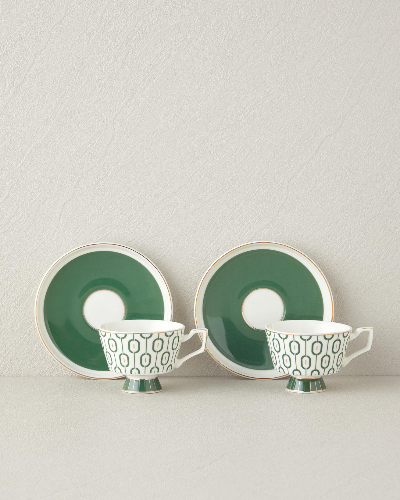 Octavia New Bone China 4 Parça 2 Kişilik Kahve Fincan Takımı 90 ml Koyu Yeşil