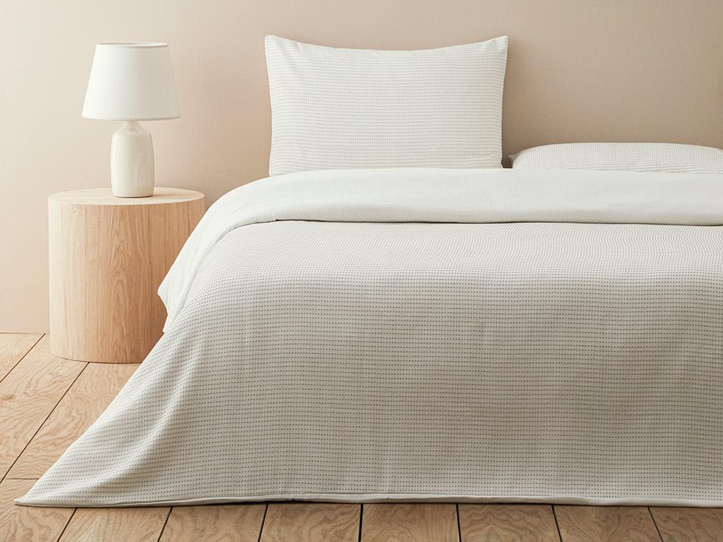 Ode Şönil İplikli İpliği Boyalı King Size Nevresim Takımı Bej