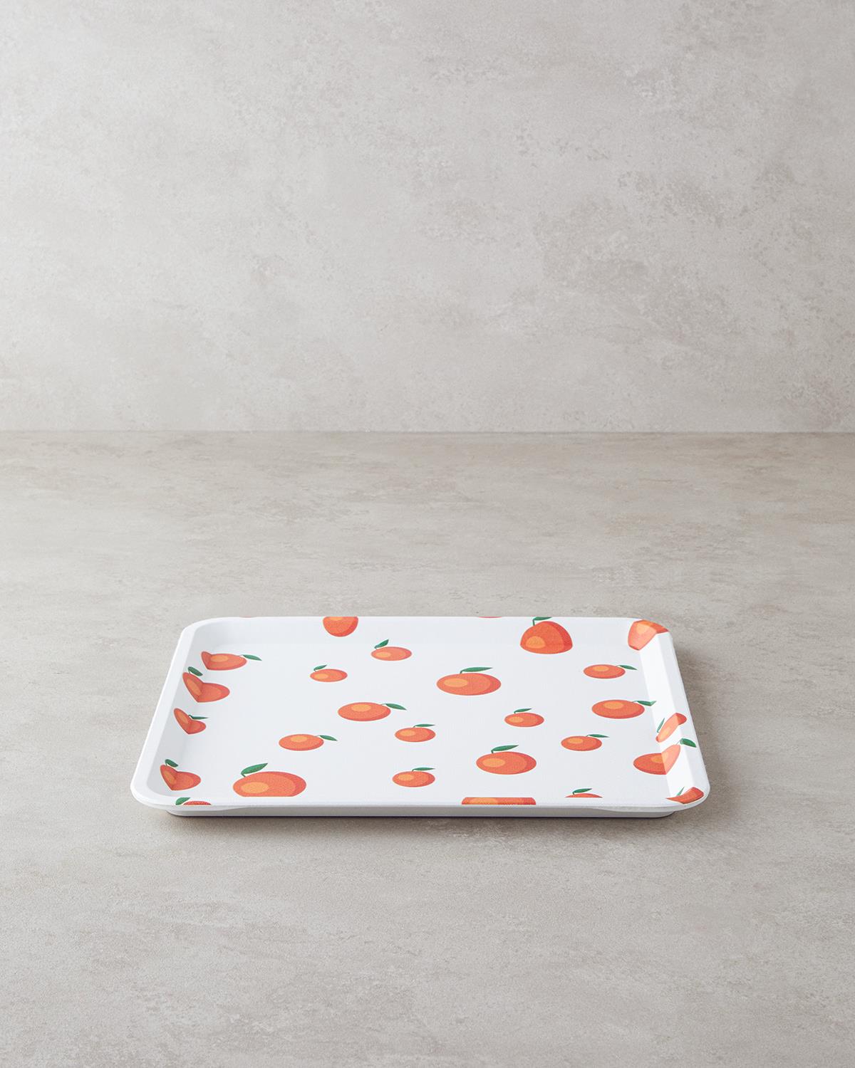 Orangeis Plastik Tepsi 32,5x32,5 cm Beyaz - Turuncu