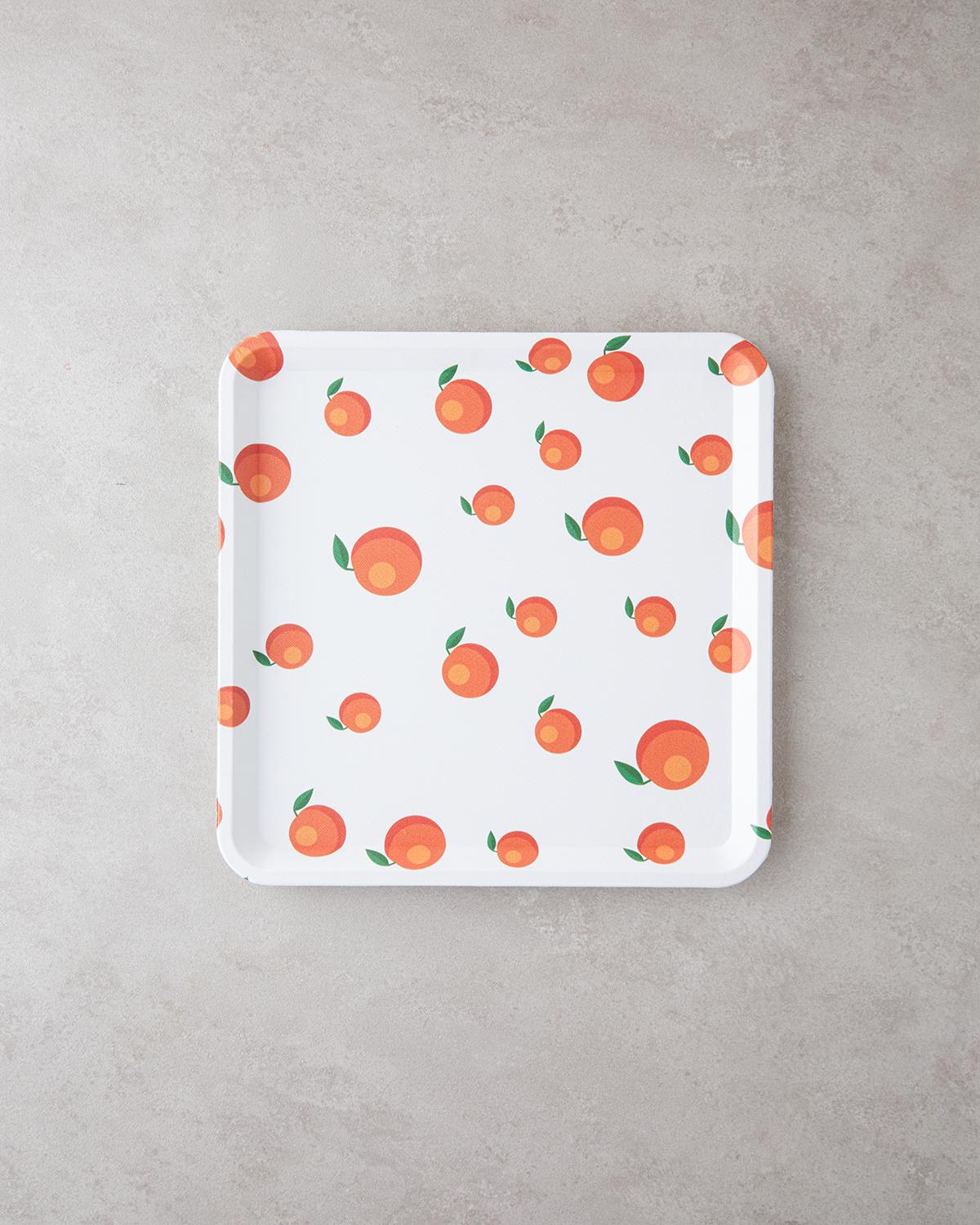 Orangeis Plastik Tepsi 32,5x32,5 cm Beyaz - Turuncu