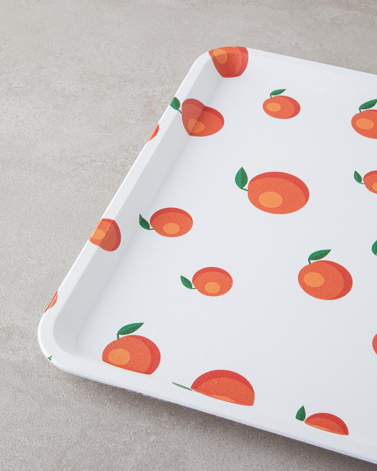 Orangeis Plastik Tepsi 32,5x32,5 cm Beyaz - Turuncu
