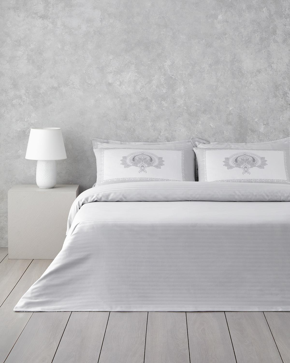 Paisley Serenade Pamuk Saten Çift Kişilik Nevresim Takımı 200x220 cm Gümüş