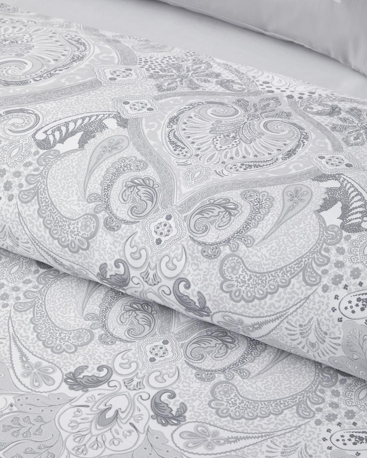 Paisley Serenade Pamuk Saten Çift Kişilik Nevresim Takımı 200x220 cm Gümüş