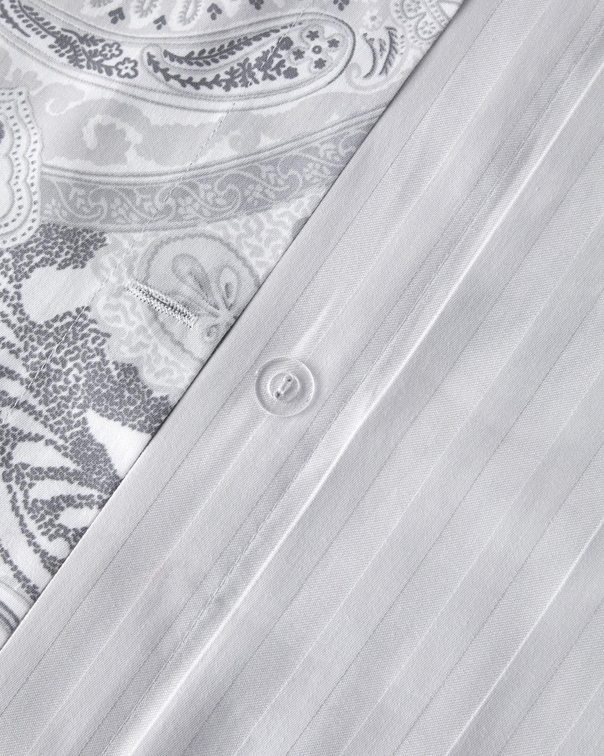 Paisley Serenade Pamuk Saten Çift Kişilik Nevresim Takımı 200x220 cm Gümüş