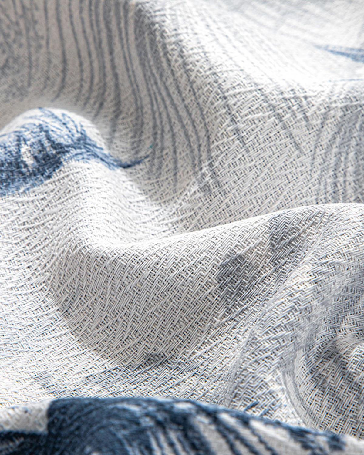 Palm Toile Baskılı Tek Kişilik Pike Takımı Indigo
