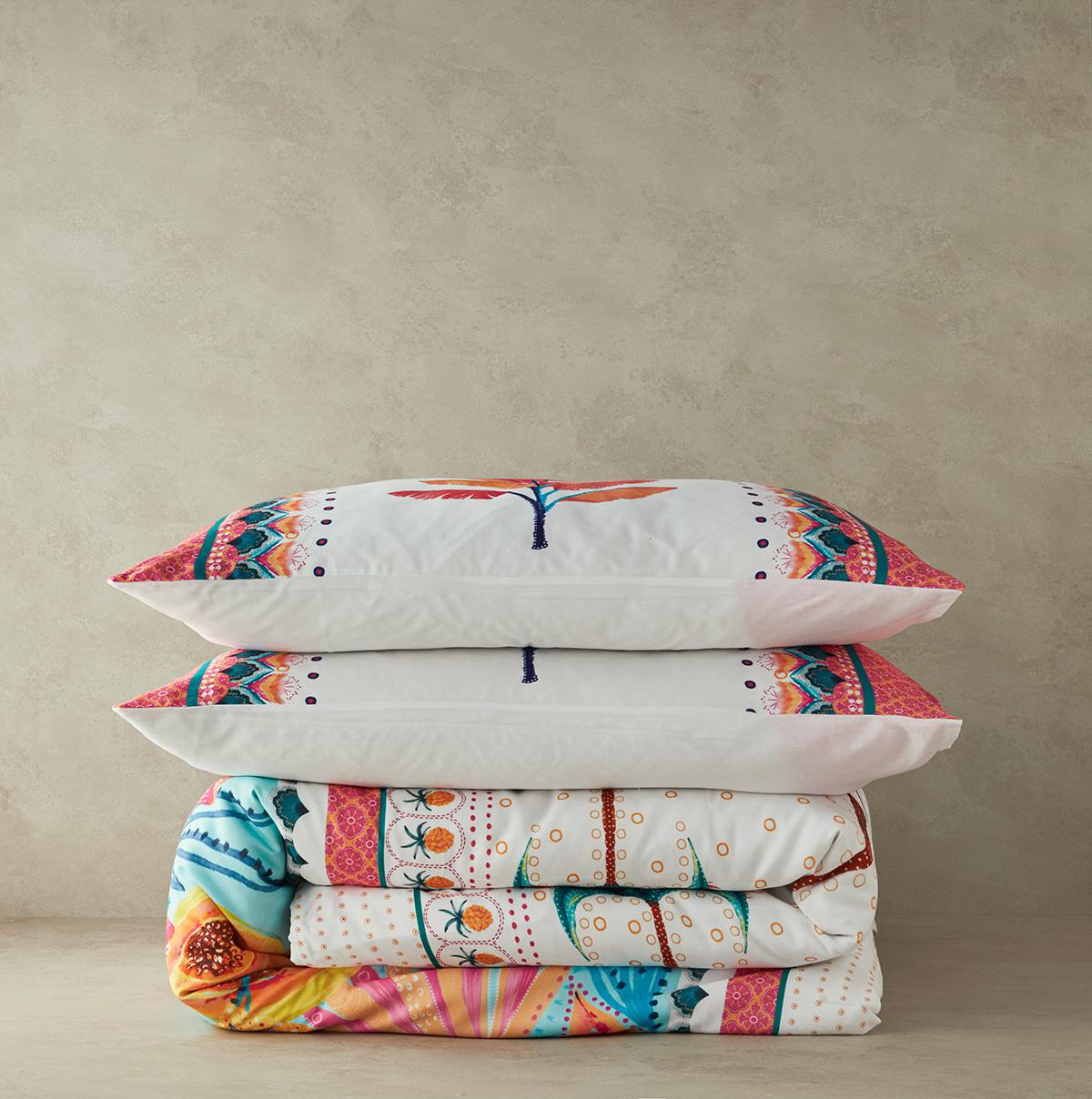 Palmy Patchwork Çift Kişilik Nevresim Seti Turuncu – Bej