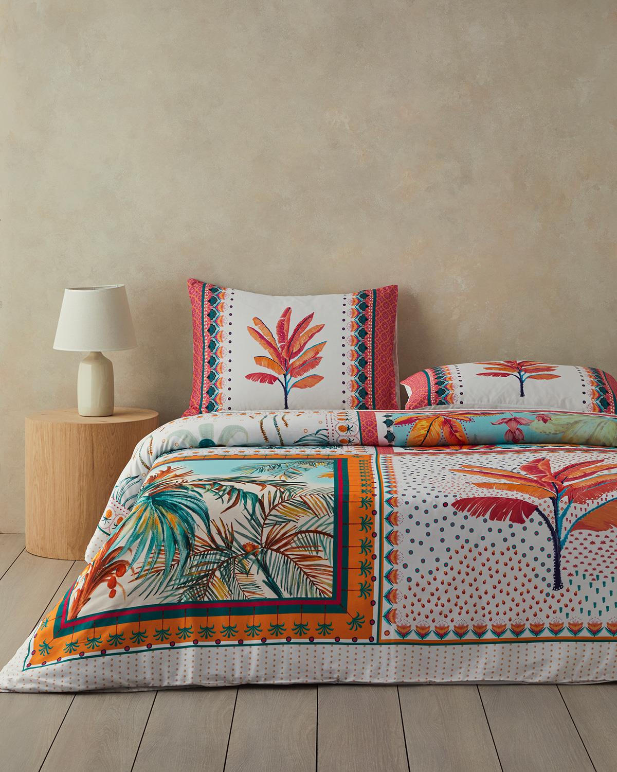 Palmy Patchwork Çift Kişilik Nevresim Seti Turuncu – Bej