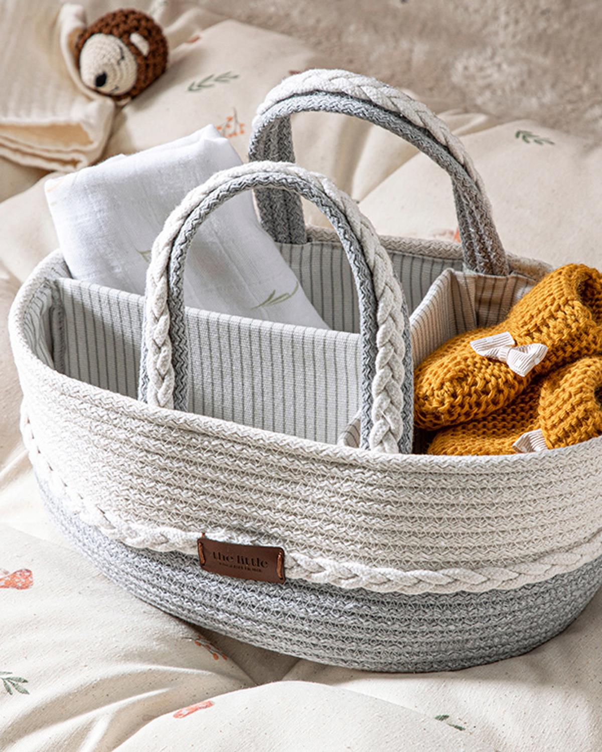 Pamuklu Dekoratif Bebek Sepeti 30x12x20 cm Gri