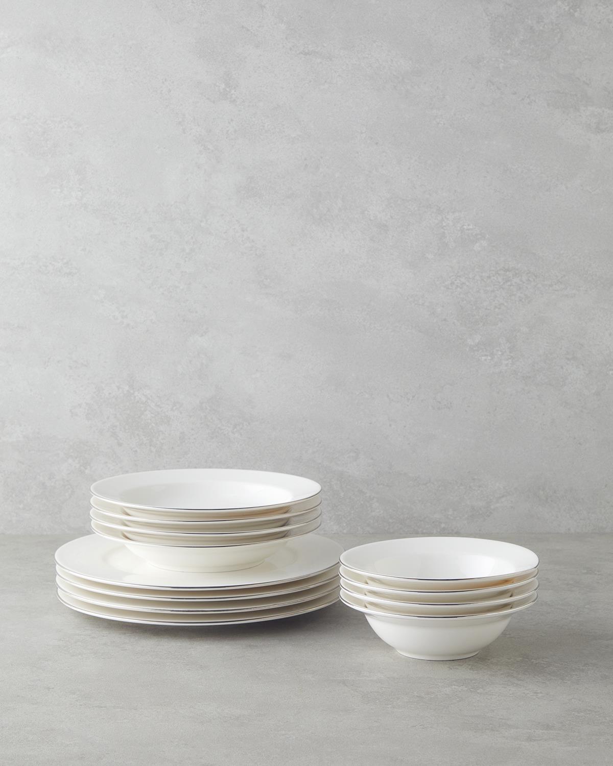 Parma Porselen Yemek Takımı 12 Parça 4 Kişilik Silver