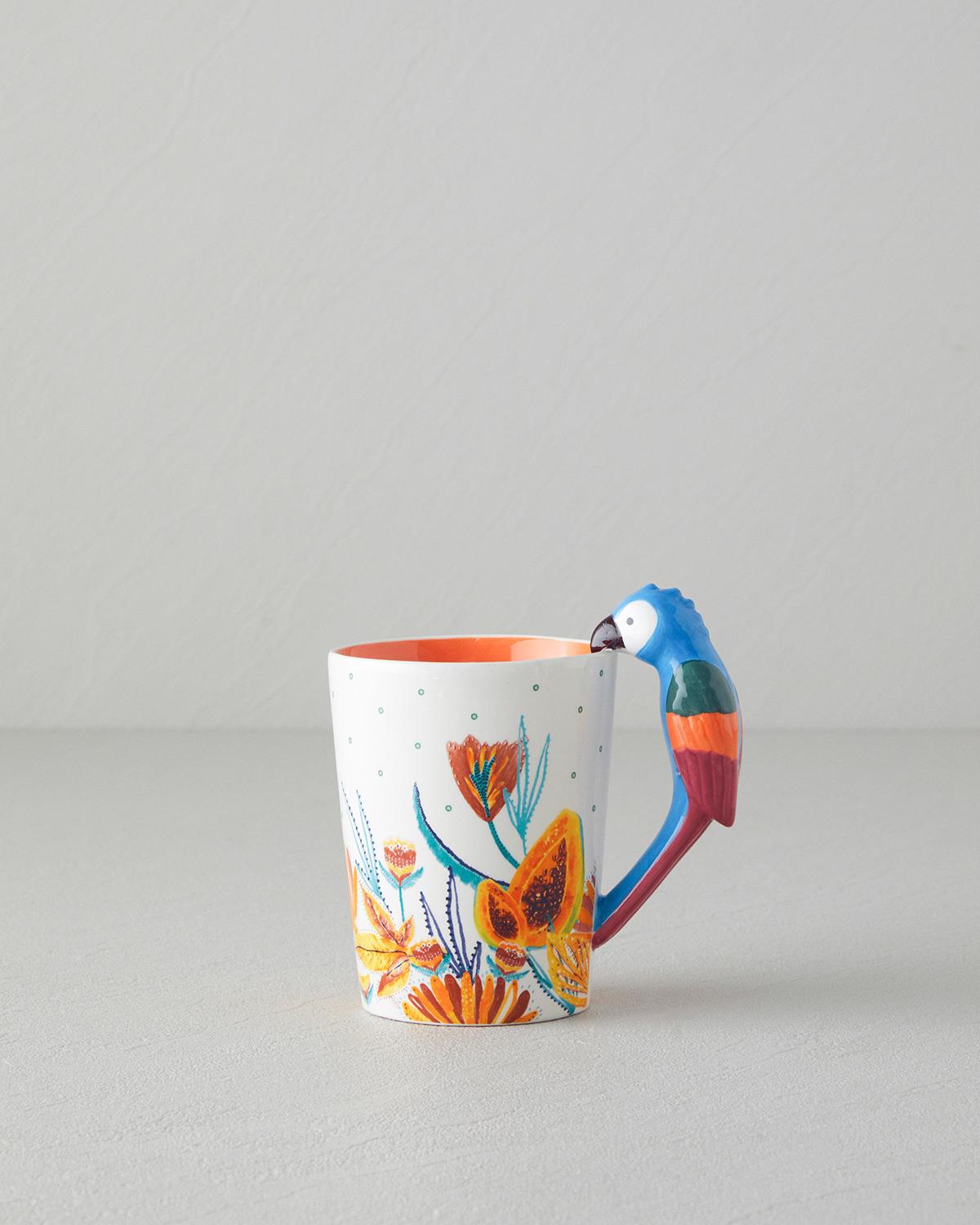 Parrot Glint Porselen Kupa Turkuaz