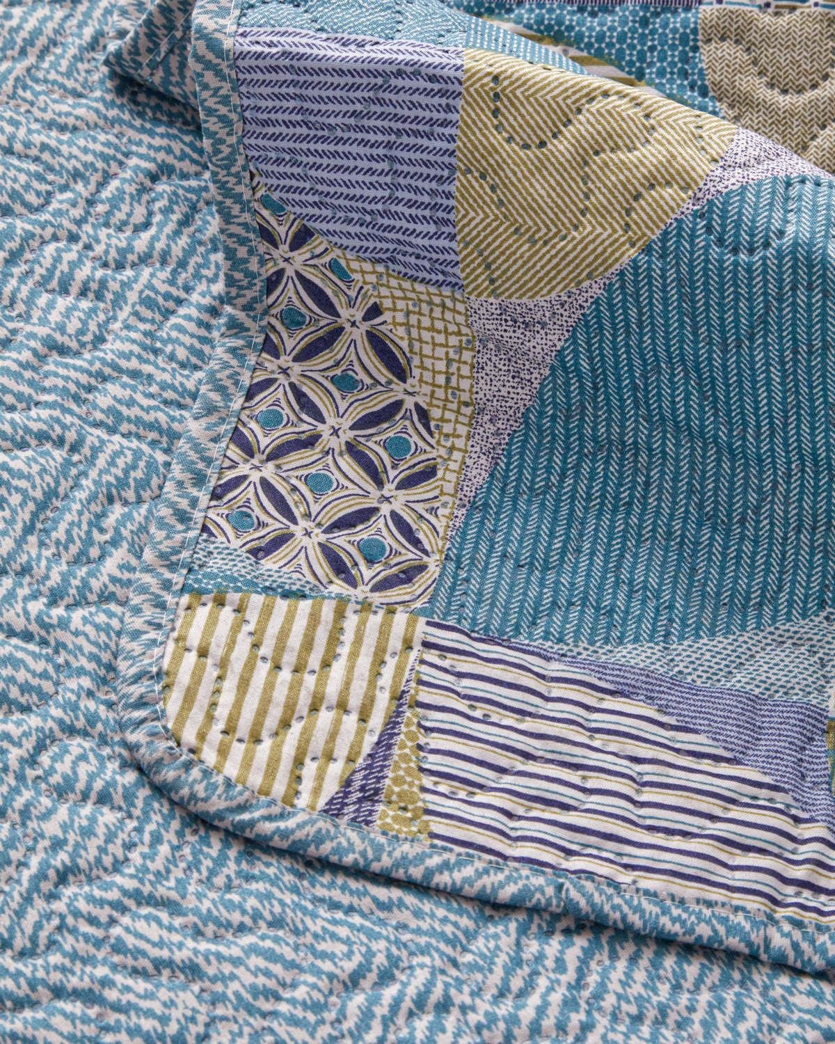 Patch Square Tek Kişilik Çok Amaçlı Örtü 160x220 cm Yeşil