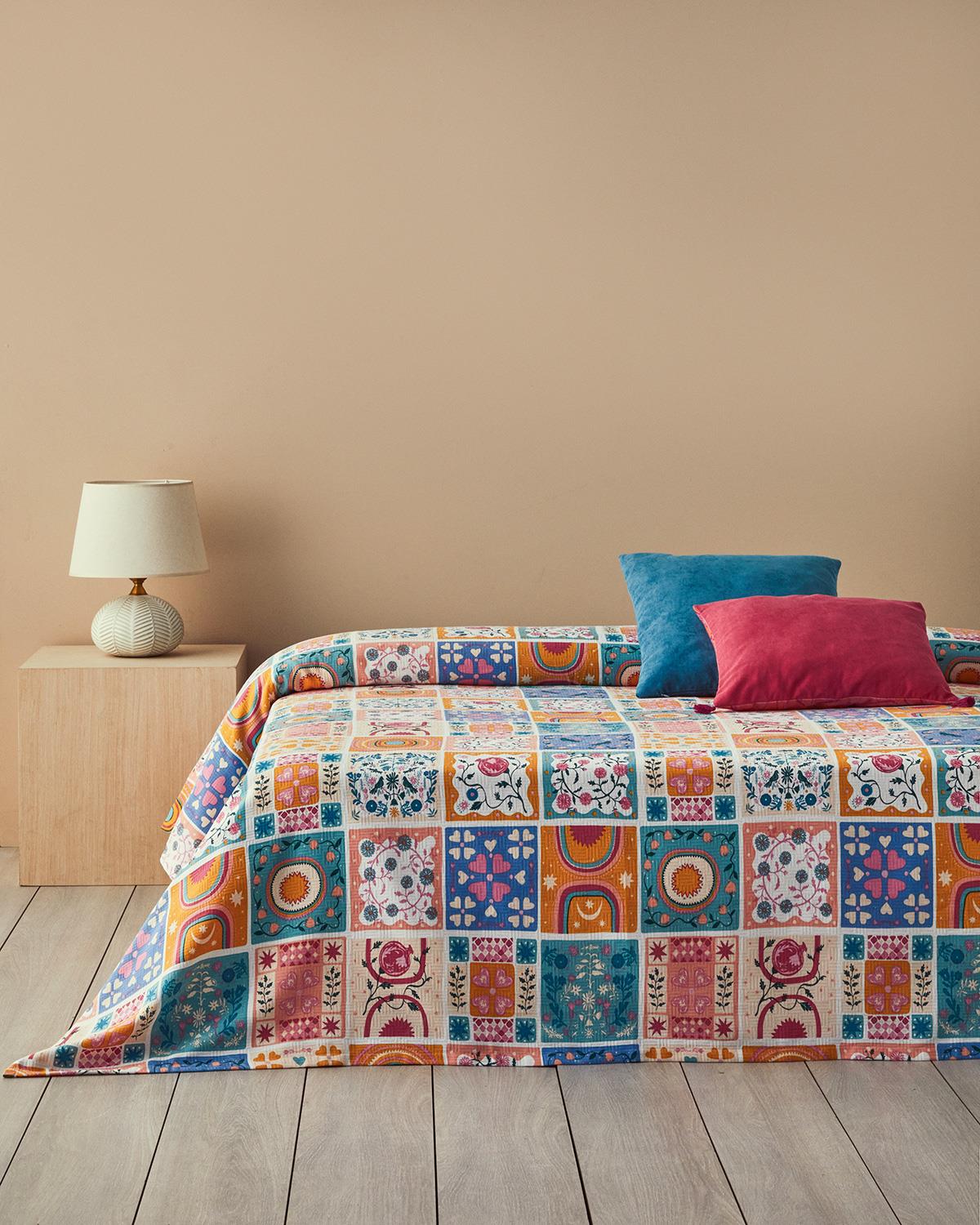 Patchwork Harmony Tek Kişilik Pike Pembe