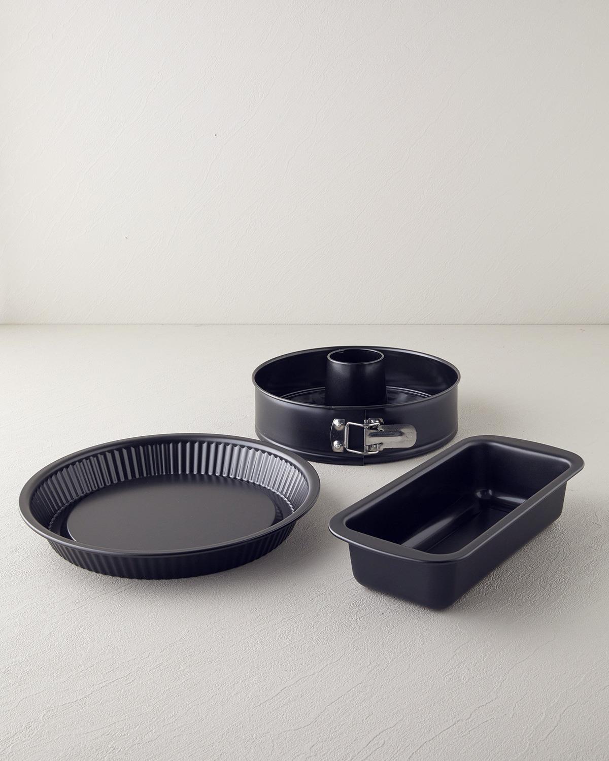 Patisserie Karbon Çelik Klasik 4 prç Kek Kalıbı 25x26x26x28 cm Siyah