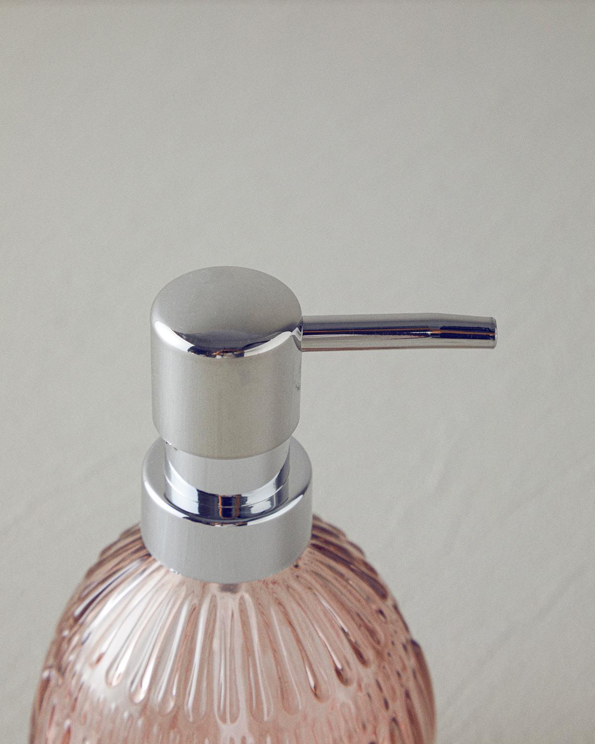 Pavia Cam Banyo Sıvı Sabunluk Pembe