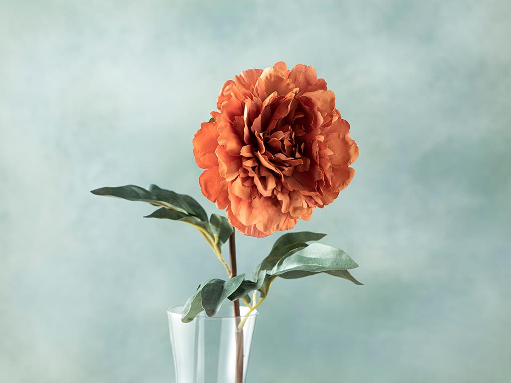 Peony Dream Tek Dal Yapay Çiçek Turuncu