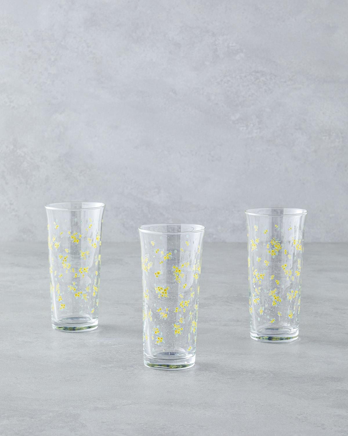 Petal Cam 3'lü Bardak 290 ml Sarı