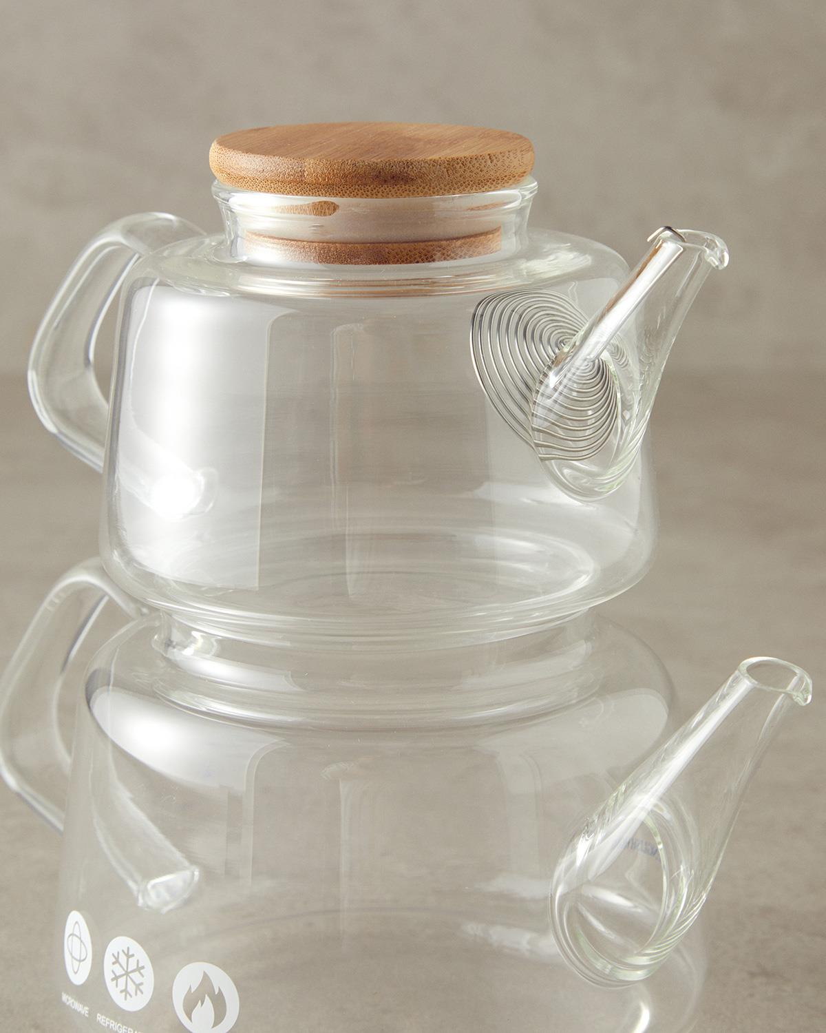 Pettine Borosilikat Çaydanlık 500 ml+890 ml Şeffaf