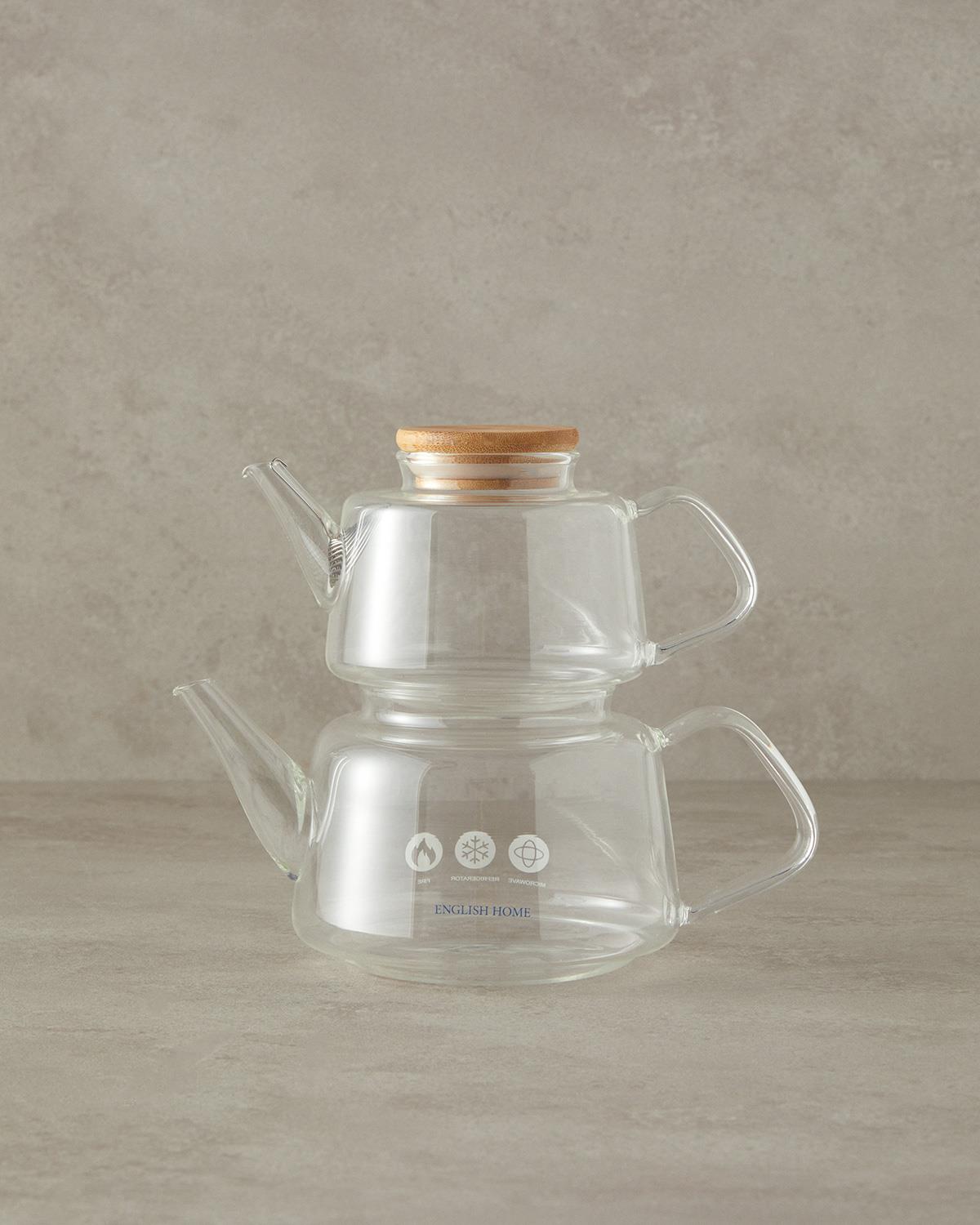 Pettine Borosilikat Çaydanlık 500 ml+890 ml Şeffaf