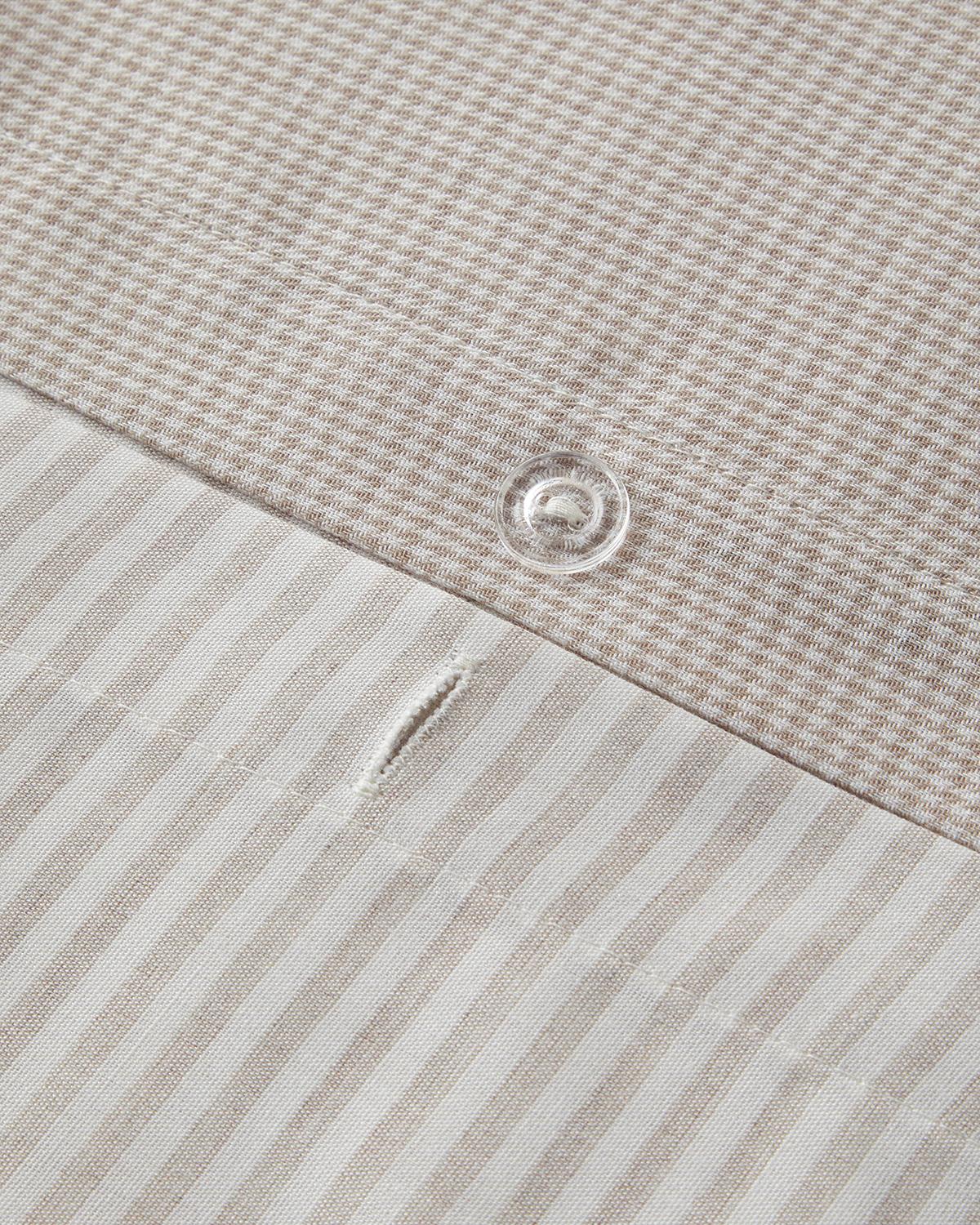 Pied de poule İpliği Boyalı Çift Kişilik Nevresim Takımı 200x220 cm Bej