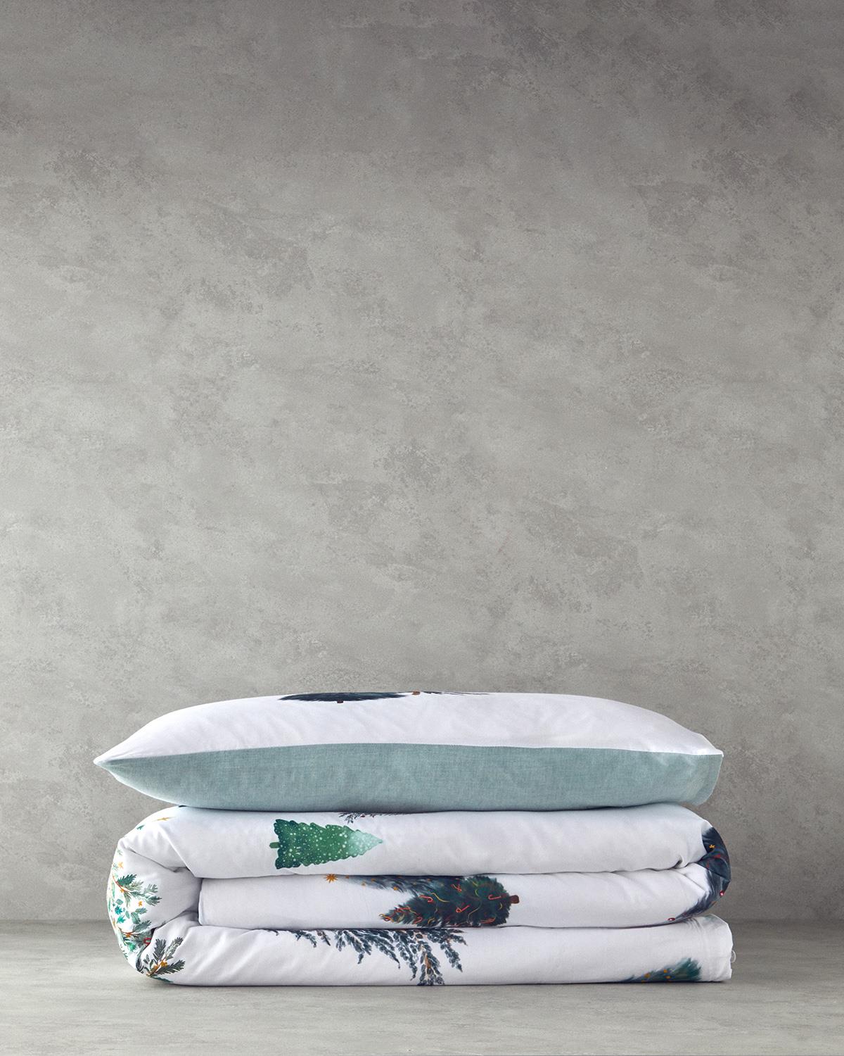 Pine Serenity Dijital Baskılı Soft Cotton Tek Kişilik Nevresim Takımı Yeşil