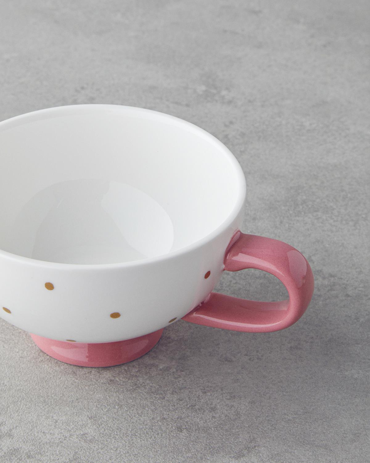 Pink Flowers New Bone China Demlik 400 ml Pembe