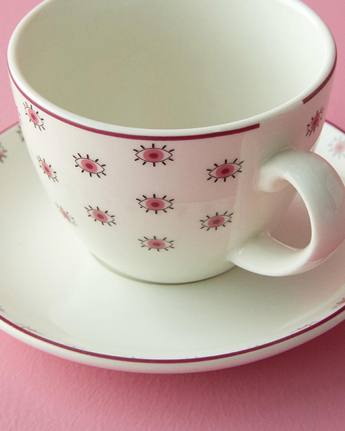 Pink Hope Porselen 4 Parça 2 Kişilik Çay Fincanı Takımı Pembe