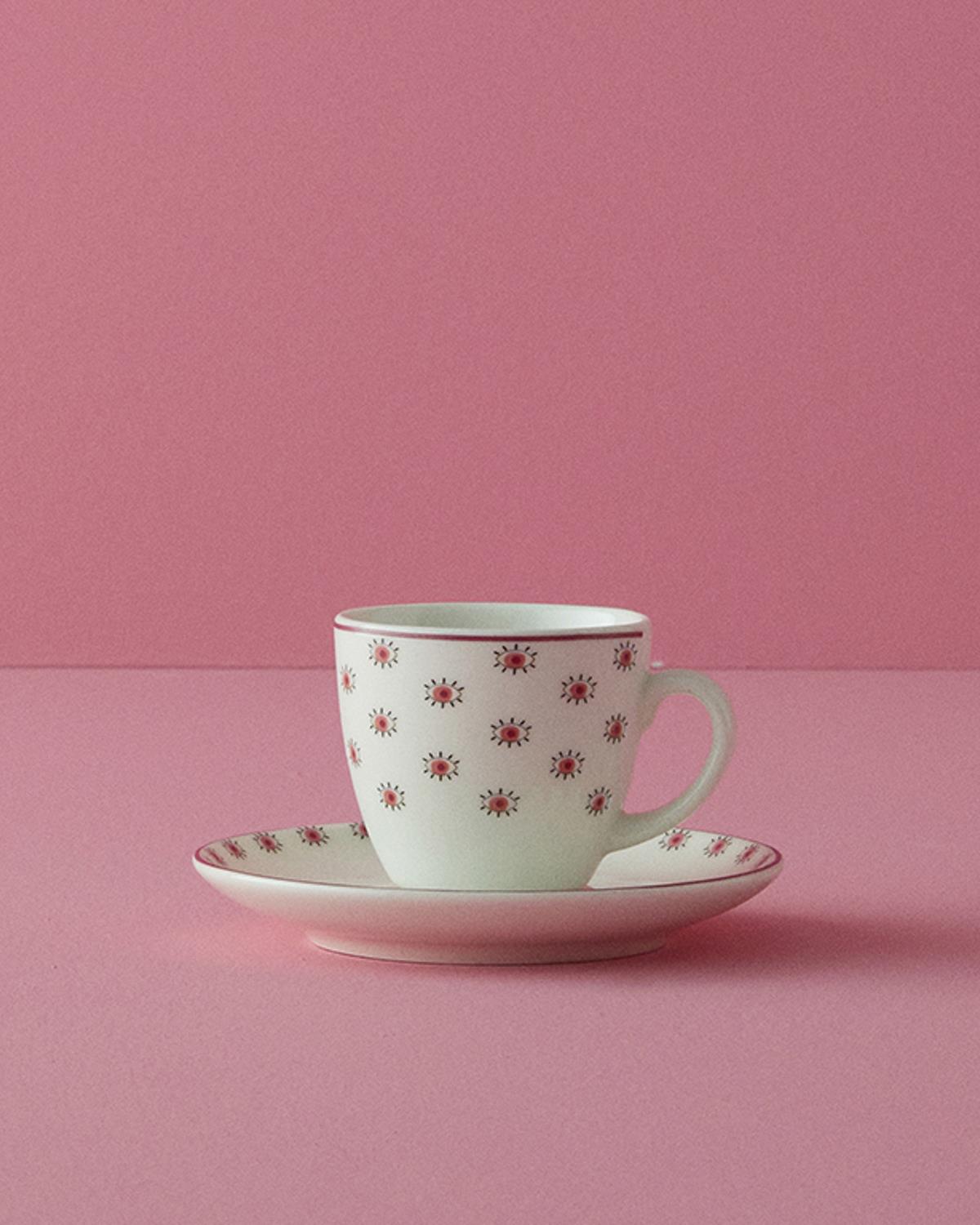 Pink Hope Porselen 4 Parça 2 Kişilik Kahve Fincan Takımı Pembe