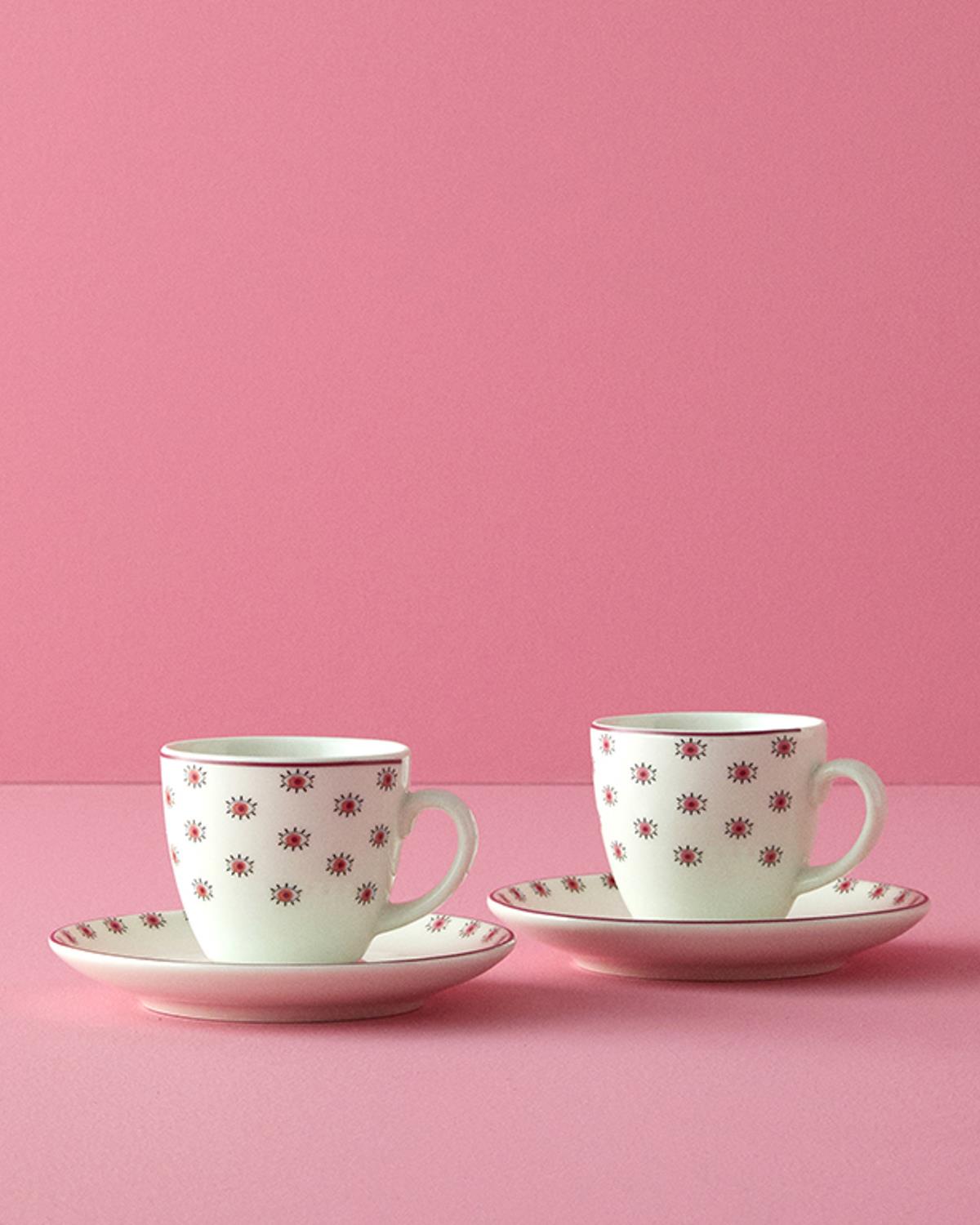 Pink Hope Porselen 4 Parça 2 Kişilik Kahve Fincan Takımı Pembe