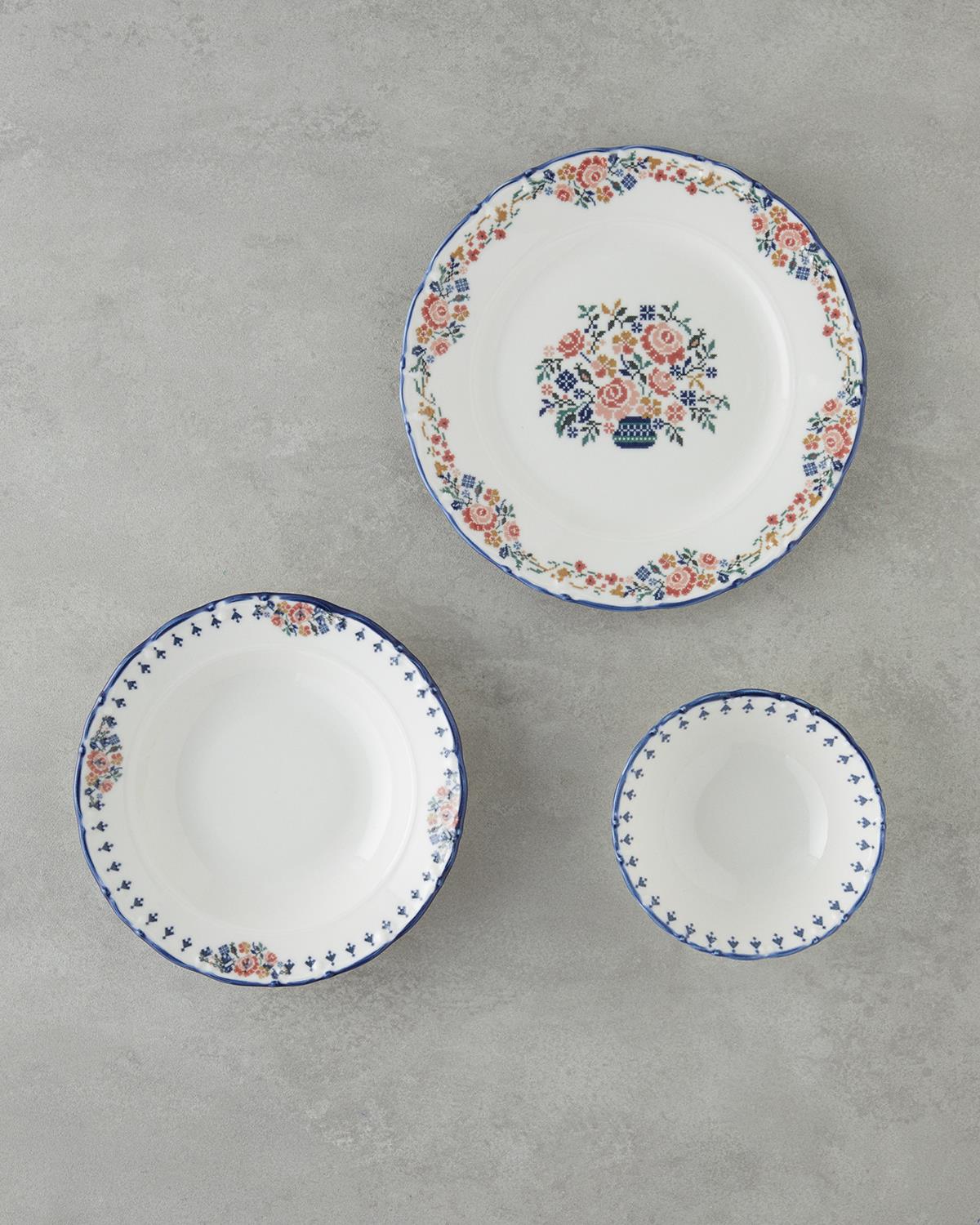 Pixel Porselen Yemek Takımı 12 Parça 4 Kişilik Renkli