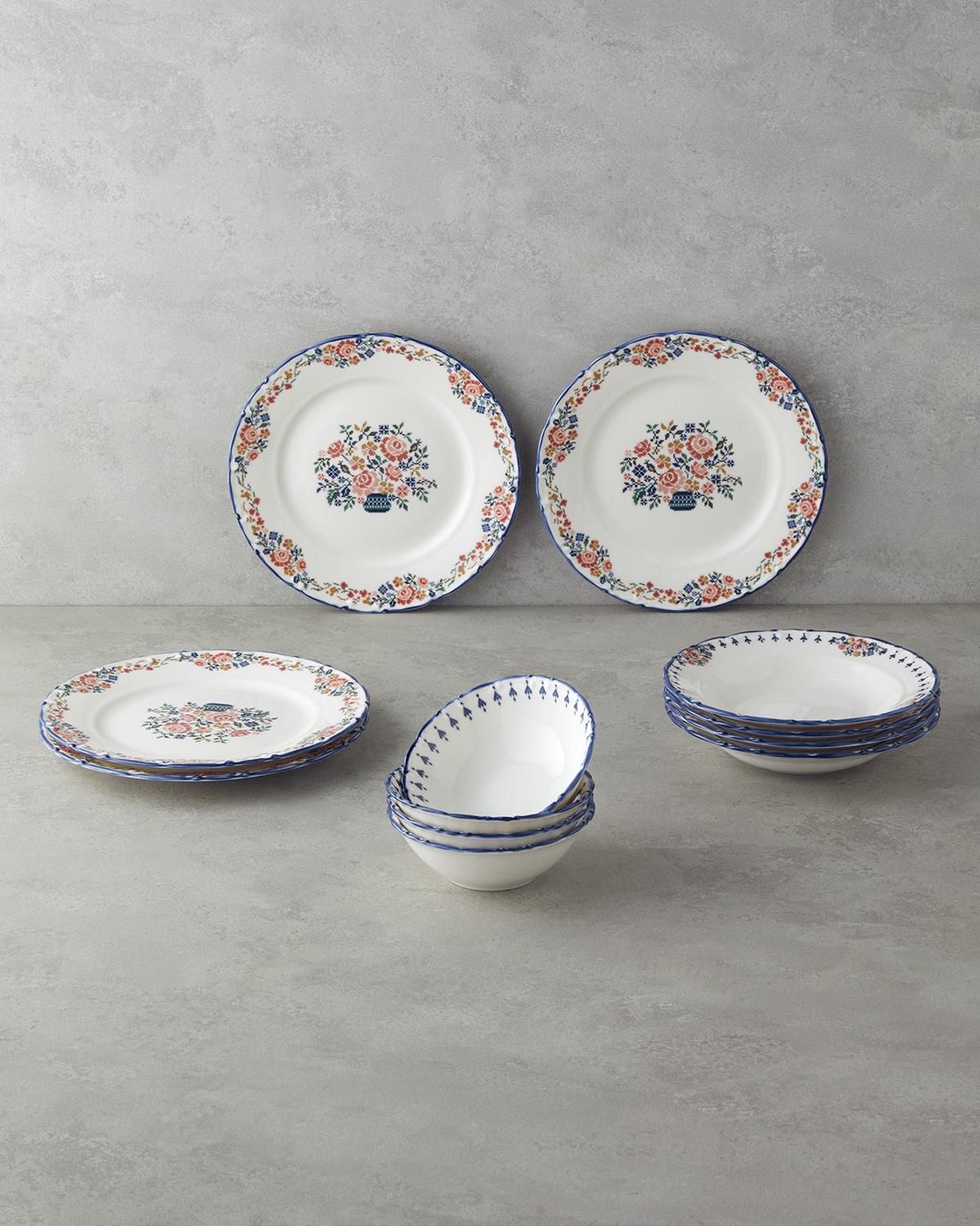 Pixel Porselen Yemek Takımı 12 Parça 4 Kişilik Renkli