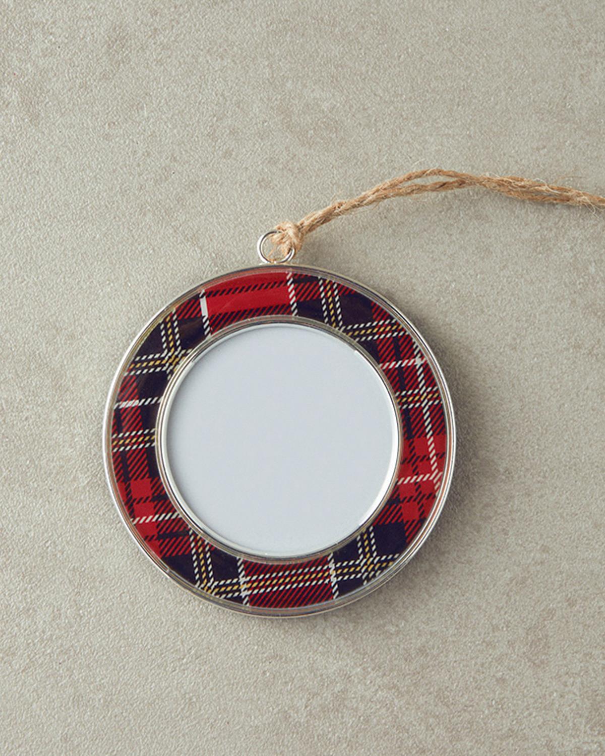 Plaid Çerçeveli Metal Yılbaşı Ağaç Süsü Bordo