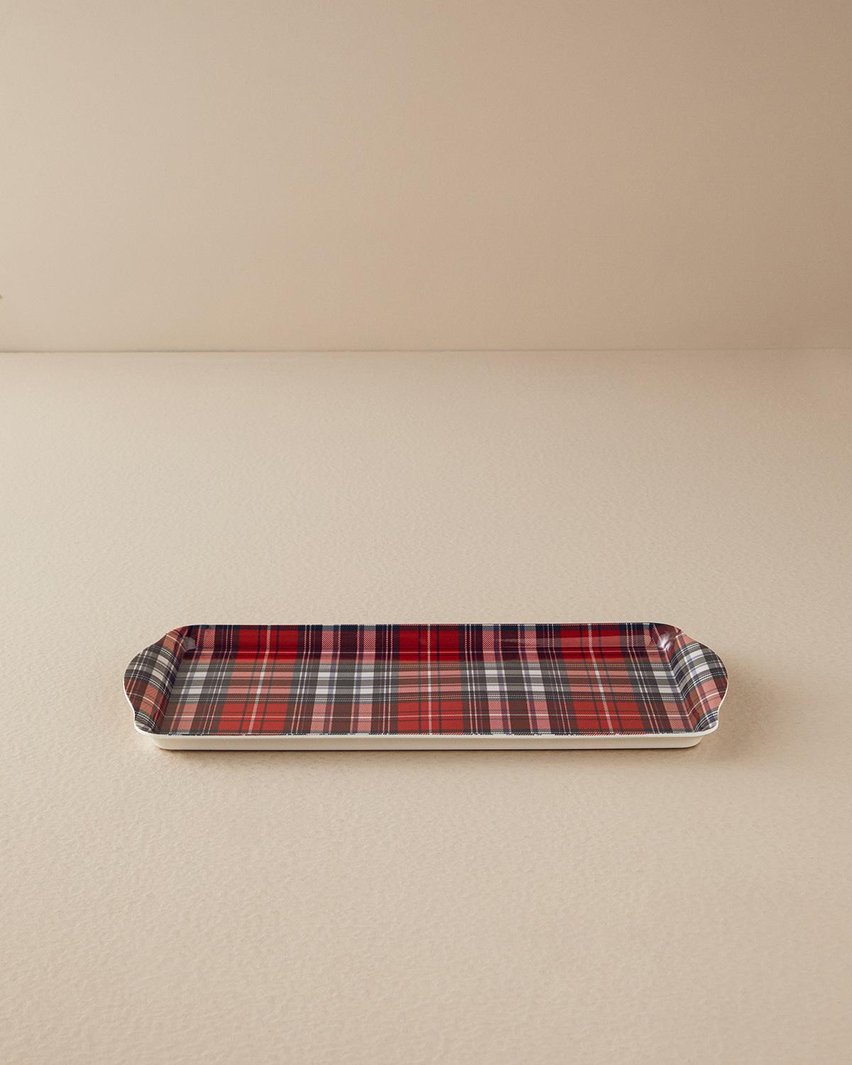 Plaid Melamin Tepsi Kırmızı