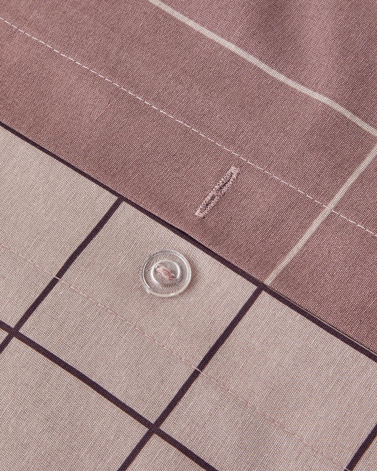Plain Check Kolay Ütülenir Tek Kişilik Nevresim Seti 160x220 cm Açık Mürdüm