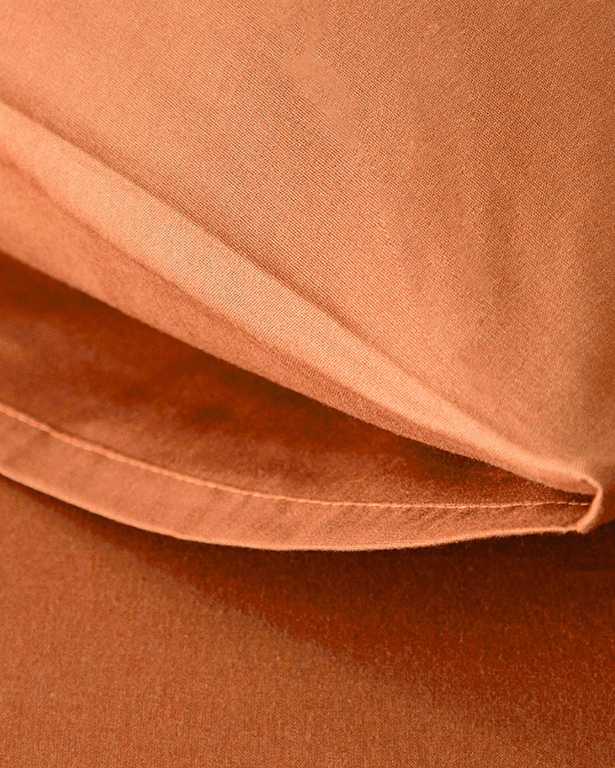 Plain Pamuk Tek Kişilik Lastikli Çarşaf Takımı Terracotta