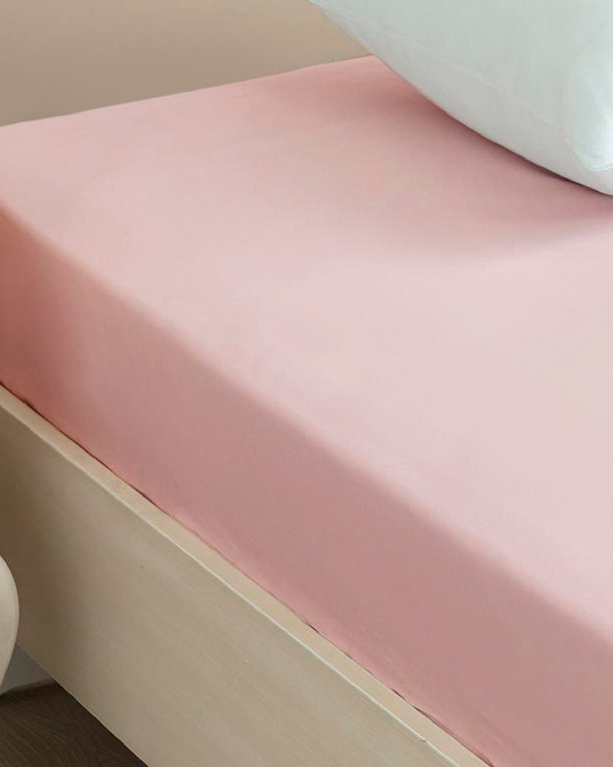 Plain Pamuklu Çift Kişilik Çarşaf 240x260 cm Şeker Pembe