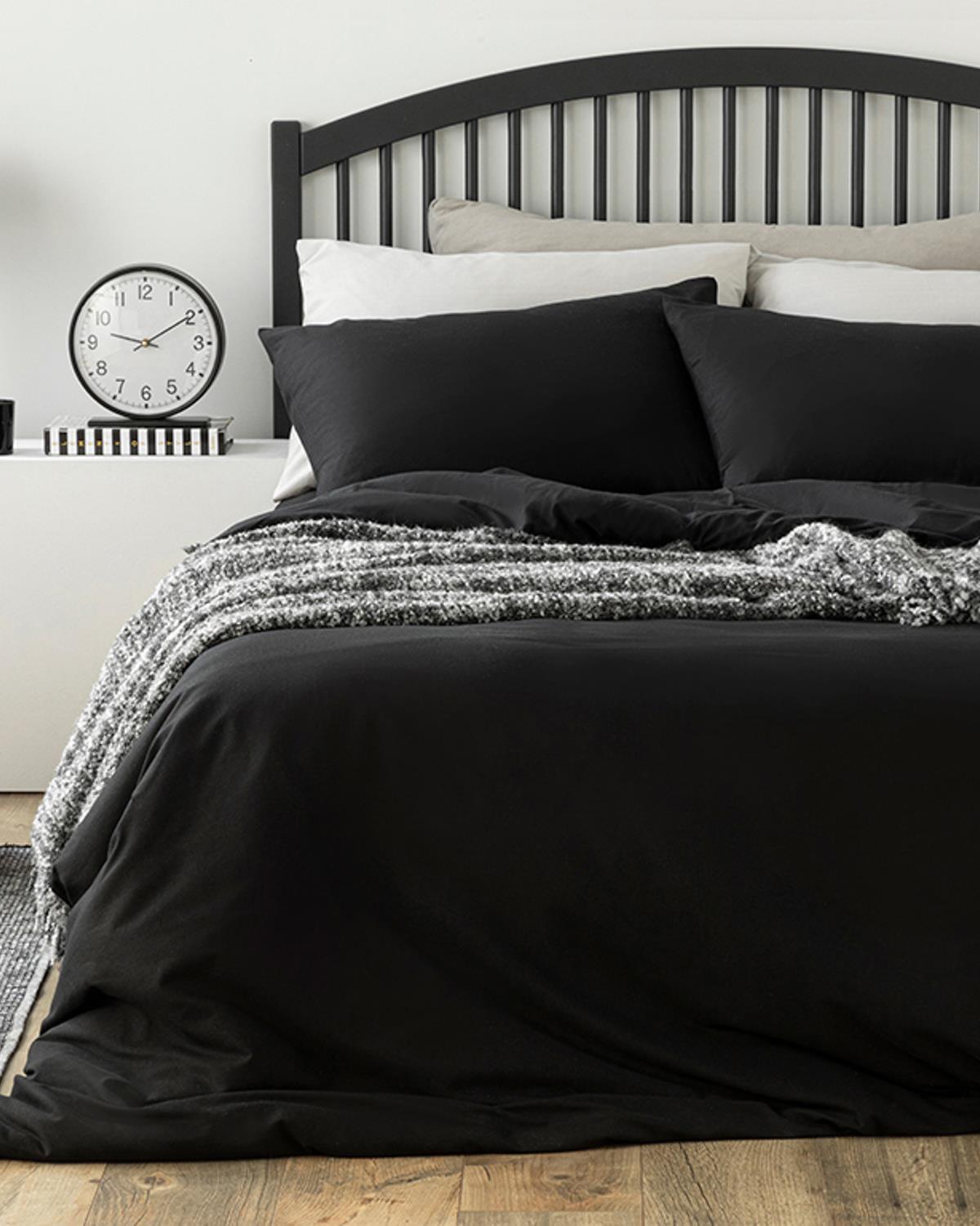 Plain Pamuklu Çift Kişilik Nevresim Takımı 200x220 cm Siyah
