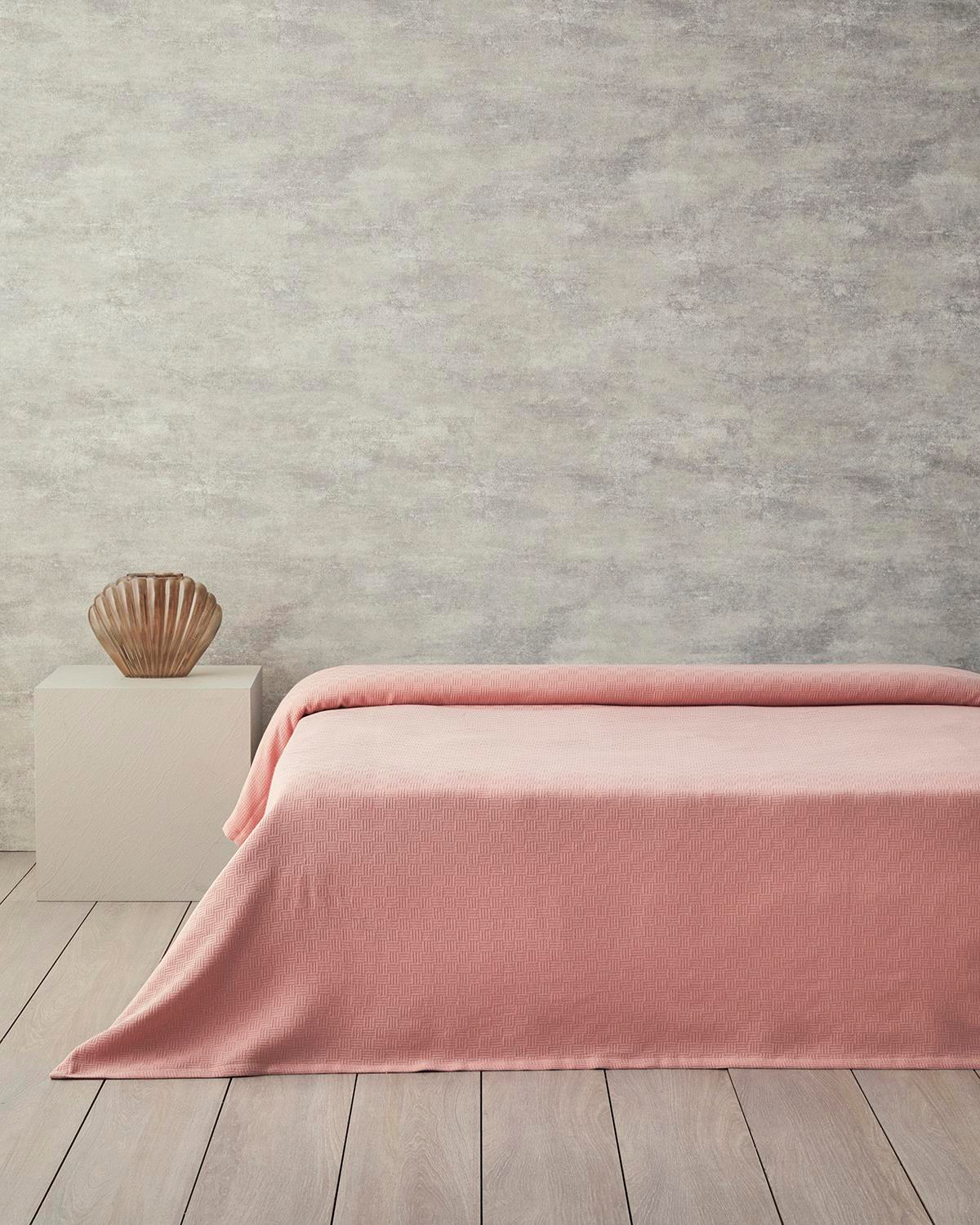 Plain Pamuklu Tek Kişilik Pike Pembe