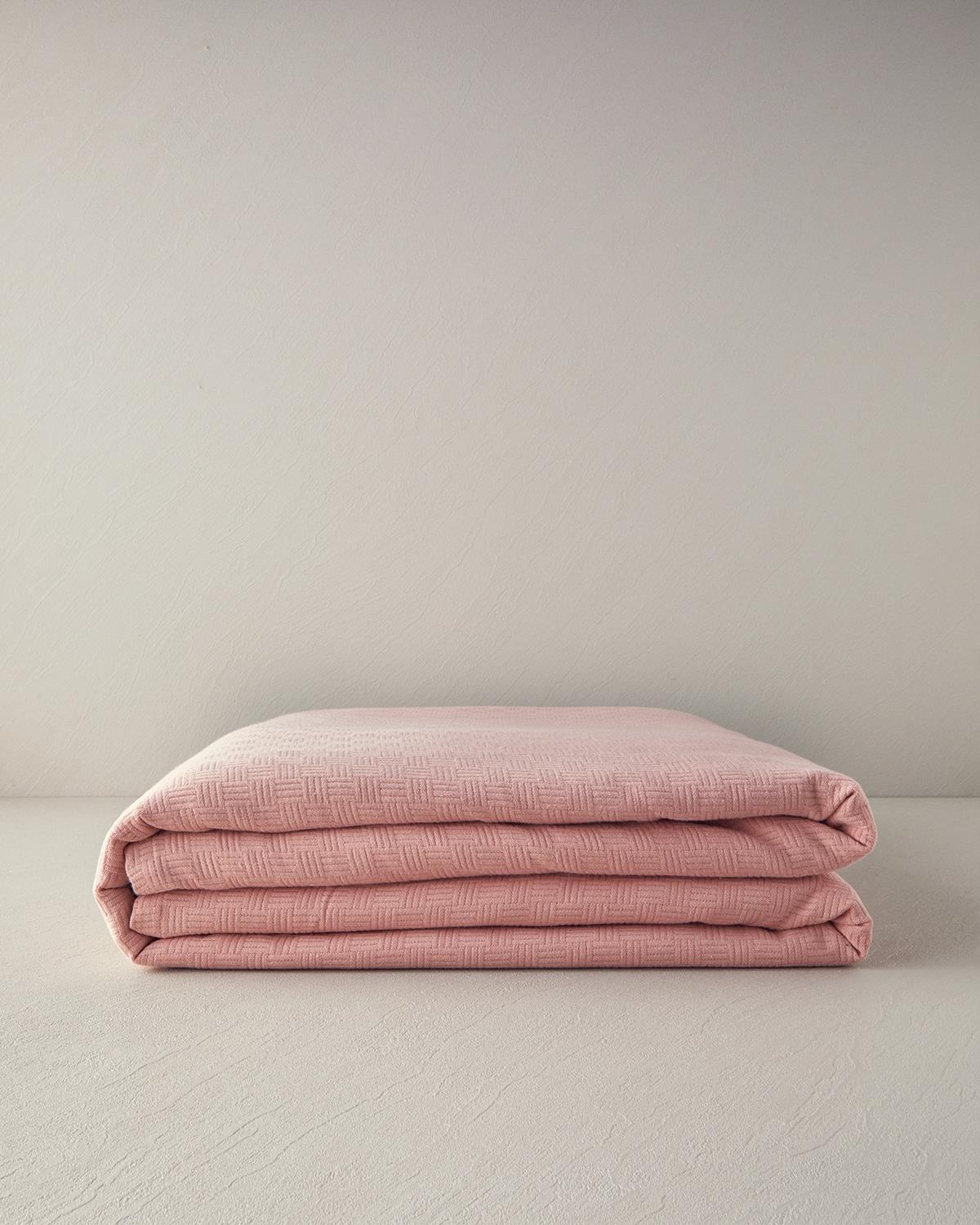 Plain Pamuklu Tek Kişilik Pike Pembe
