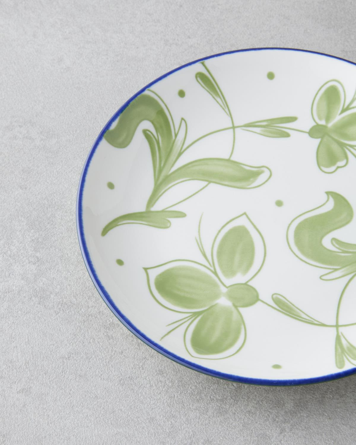 Plantopia Porselen Pasta Tabağı 15 cm Beyaz - Lacivert