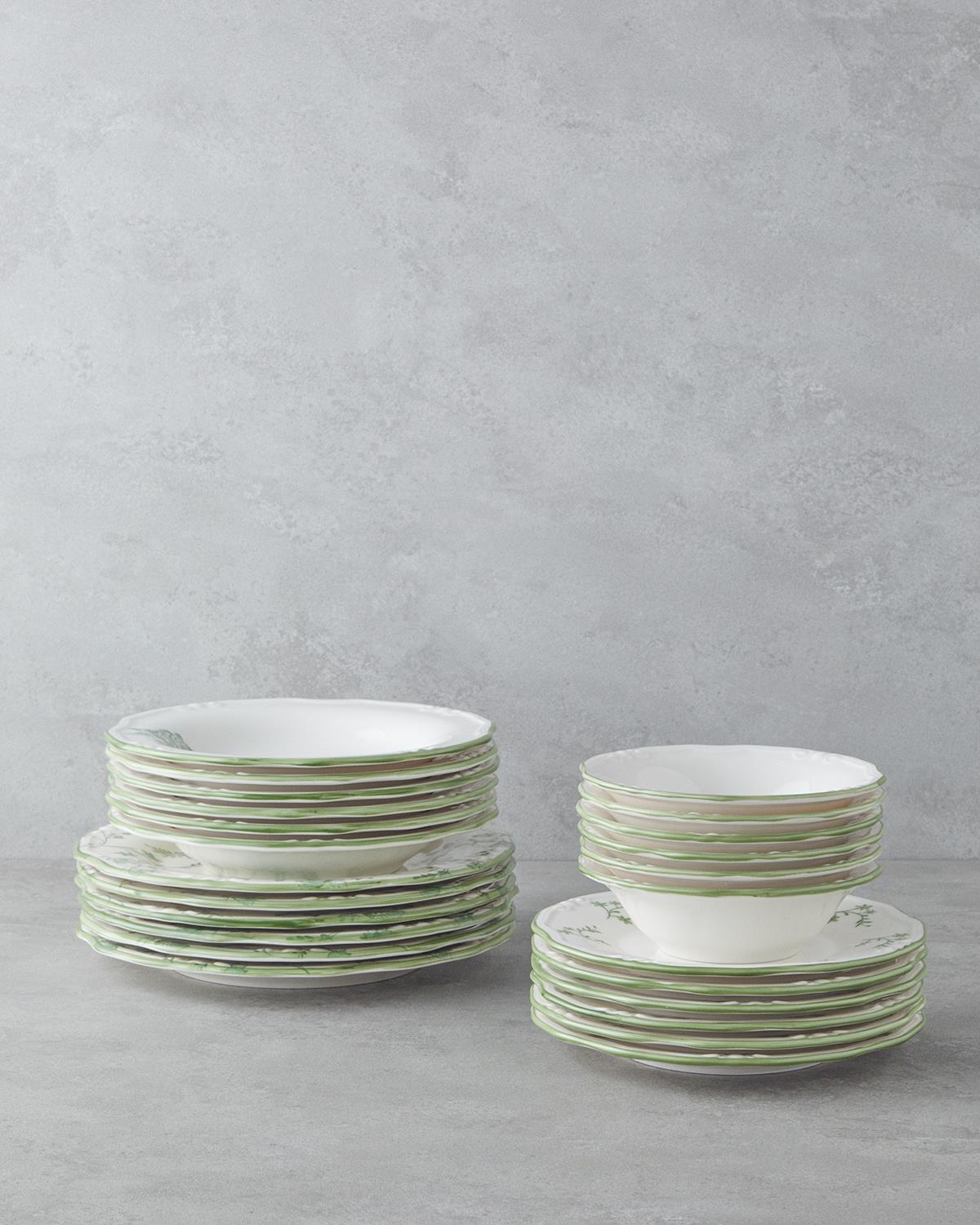 Plantopia Porselen Yemek Takımı 24 Parça 6 Kişilik Yeşil